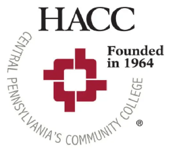 HACC logo featuring "Founded in 1964" and the subtitle "Central Pennsylvania’s Community College," emphasizing its long-standing educational presence.